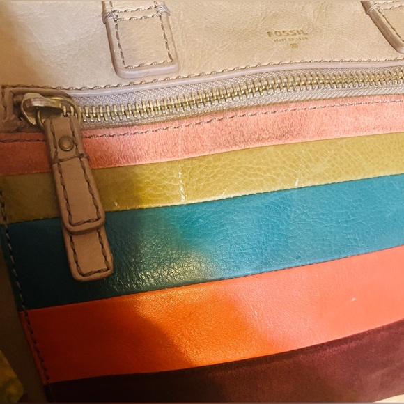 Fossil Light Gray Leather Crossbody Bag - Picture 3 of 6